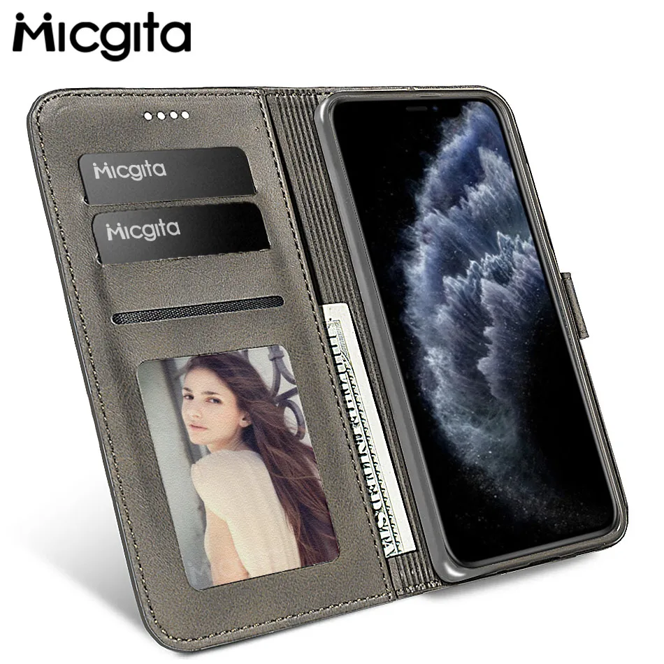 Micgita кожаный чехол для iphone 11 Pro Max Xs Xr 8 Plus фоторамка флип кошелек 7 6S
