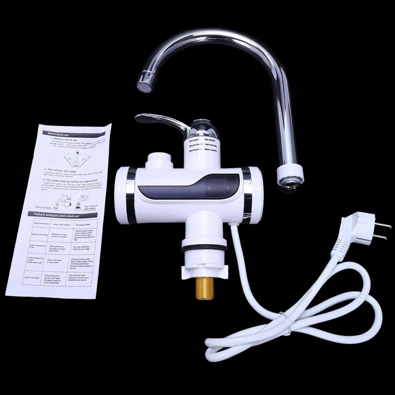 Eu Plug Electric Kitchen Water Heater Tap Instant Hot Faucet Cold Heating Tankless Instantaneous Heate | Обустройство дома