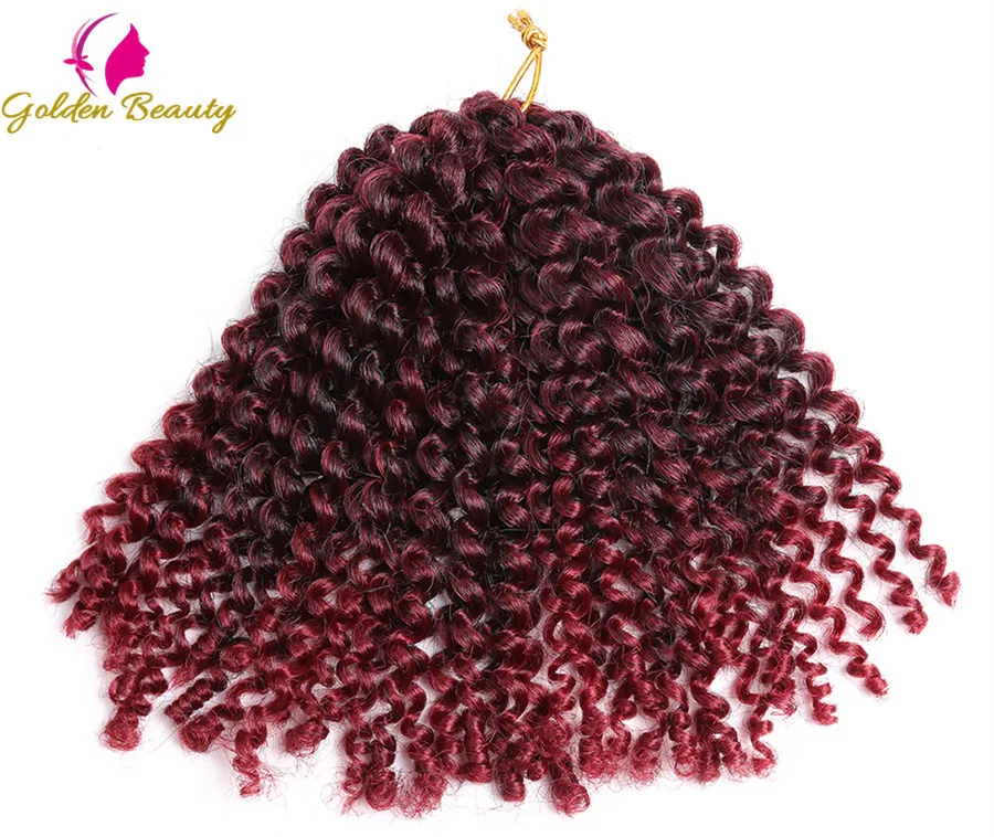 Золотая красота Marley кудрявые вязанные косички волосы Омбре синтетические кудрявые закрученные косички для наращивания волос для женщин 8 дюймов 12 дюймов