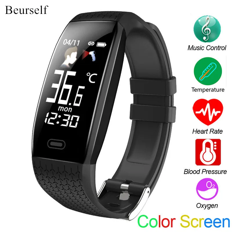 Смарт браслет T5 измеритель температуры мужской спортивный термометр часы Android IOS