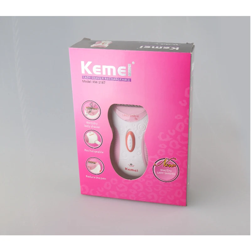 

kemei lady shaver KM-1187 portable size rechargeable electric epilator electric shaver razor body hair trimmer woman shaver
