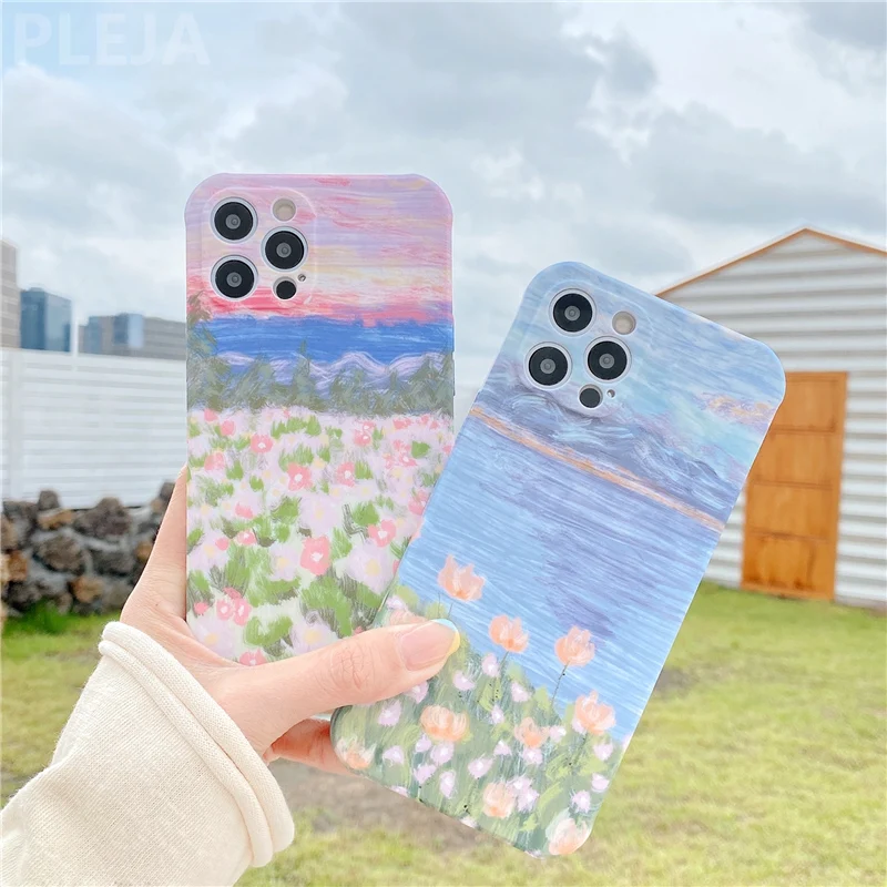 Милый масляными красками цветами силиконовый мягкий чехол для телефона с