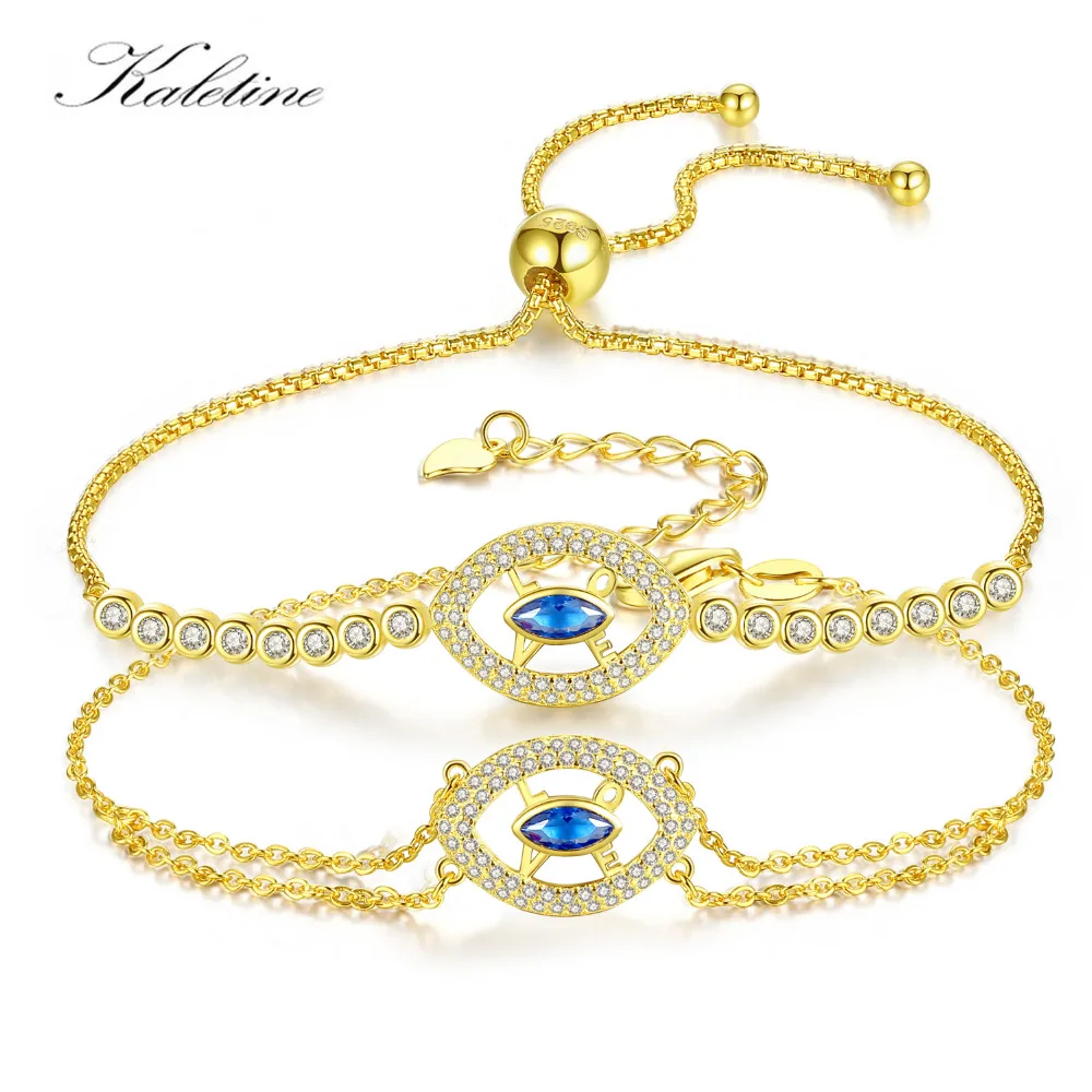 Браслет из стерлингового серебра 925 пробы с изображением браслета сглаза золотые