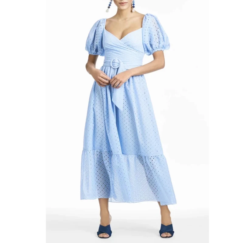 

2021 дизайнерское модное летнее Открытое платье, однотонное элегантное женское подиумное дизайнерское вечерние платья