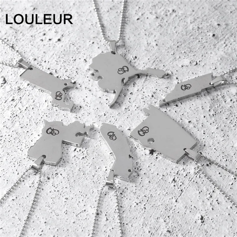 Мужское ожерелье из нержавеющей стали модное индивидуальное США карта бирка