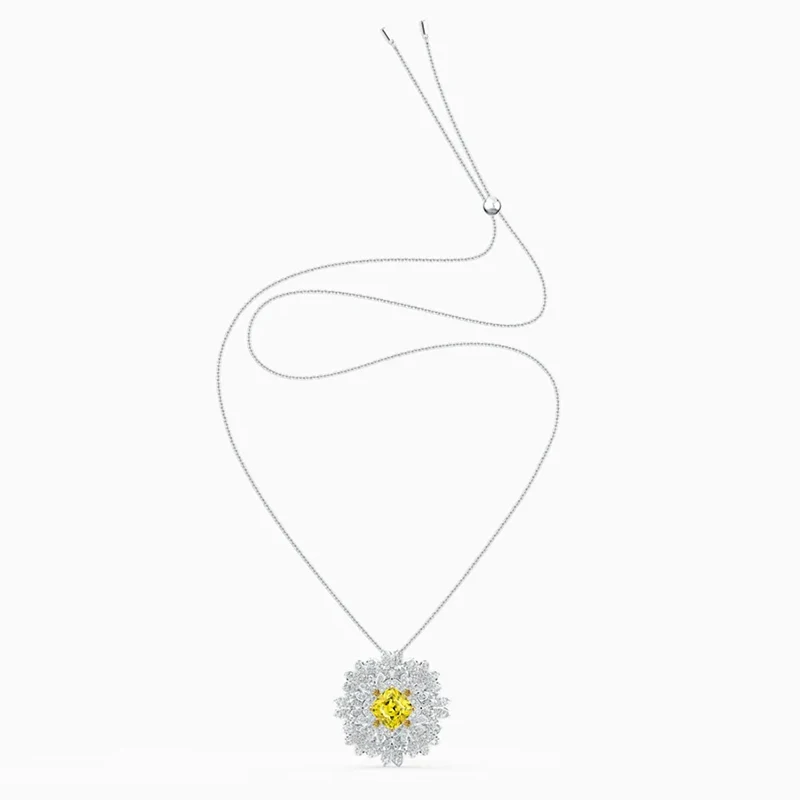 

Fashion Jewelry SWA New ETERNAL FLOWER Necklace White Gold Elegant Flower Decoration Crystal Female Wild Romantic Gift