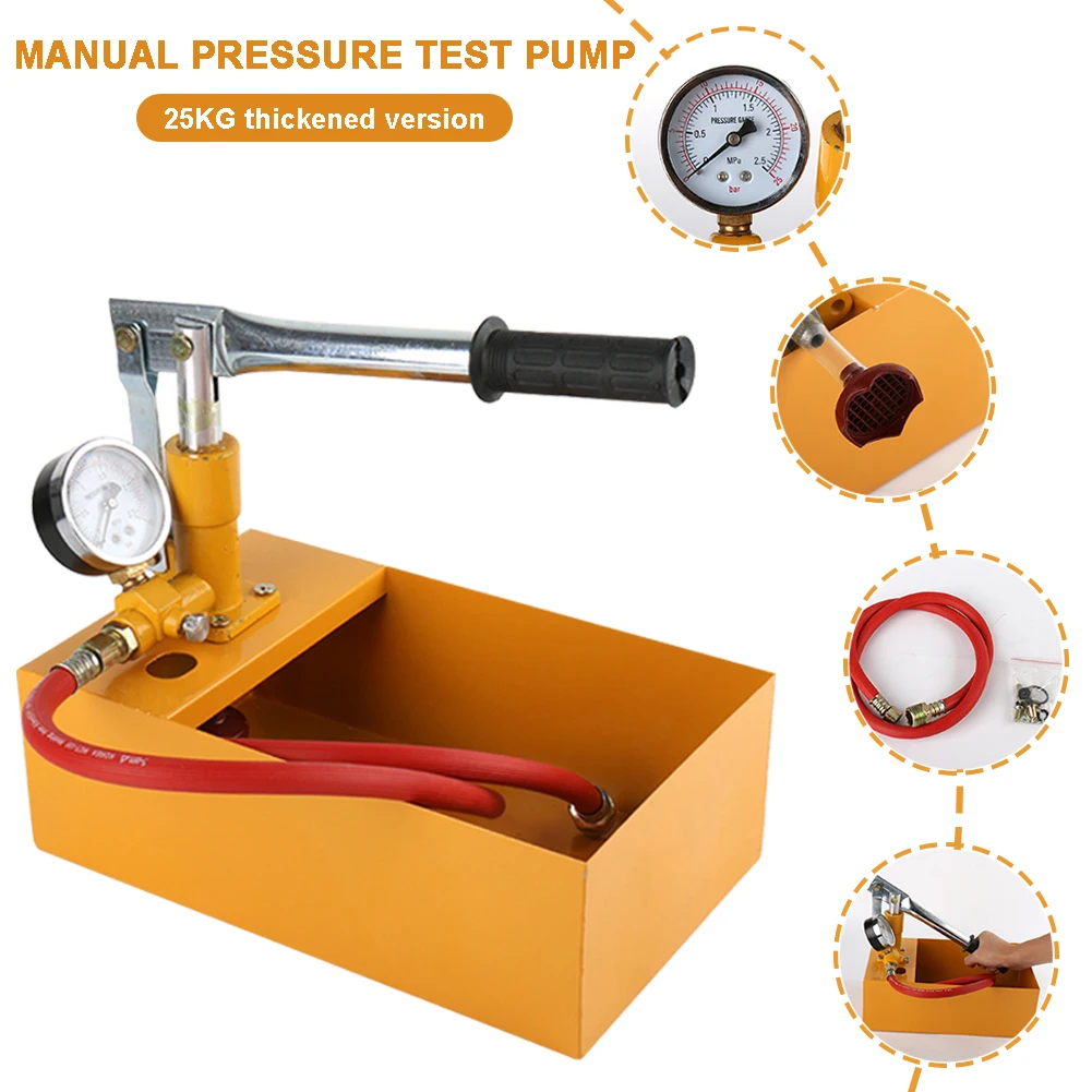 

Leakage Pressure Tester Manual Hand Press Hydraulic 2.5Mpa Water Pressure Tester with Hose
