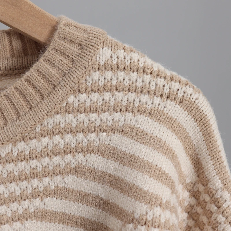 Женский плотный пуловер GIGOGOU жаккардовый Вязаный Свитер оверсайз с длинным