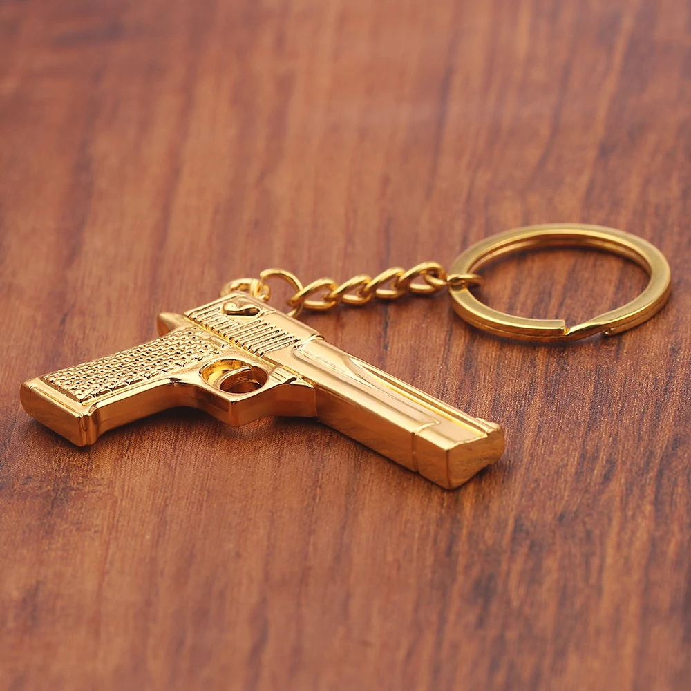 Пистолет кулон брелок Золотой Цвет модельный Брелок Панк Хип-хоп мужской
