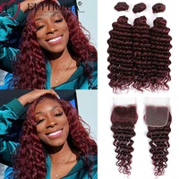 99j brazilian remy human hair deep wave 3 bundles with 4x4 lace closure bundles with lace closure blonde 27 30 colored euphoria
