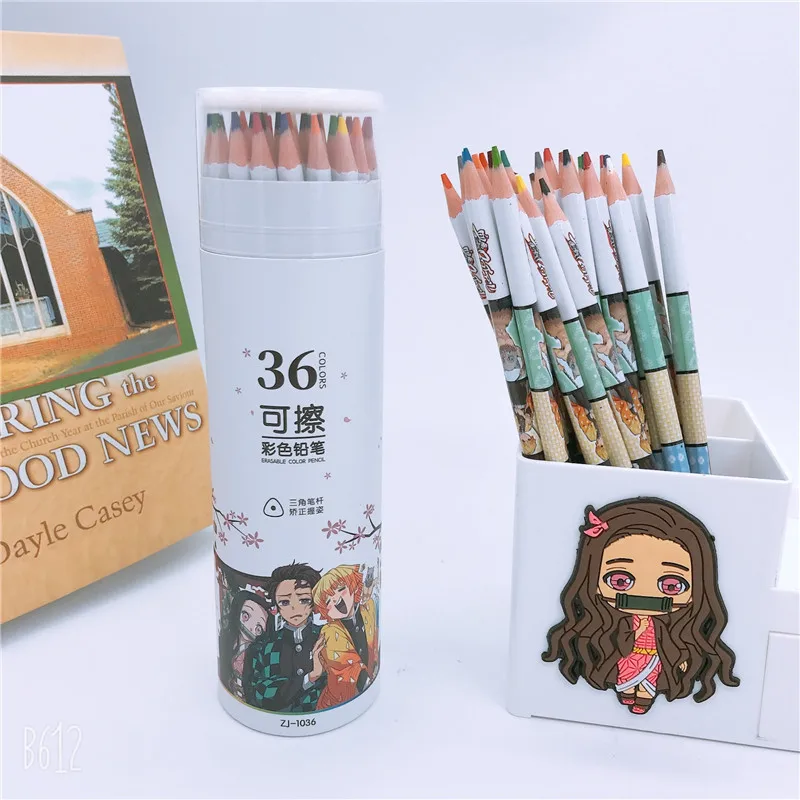 

5 box/lot Creative Demon Slayer 36 colors Colored Pencil Cute Painting Drawing Pencils For Kids Gift Office School Supplies