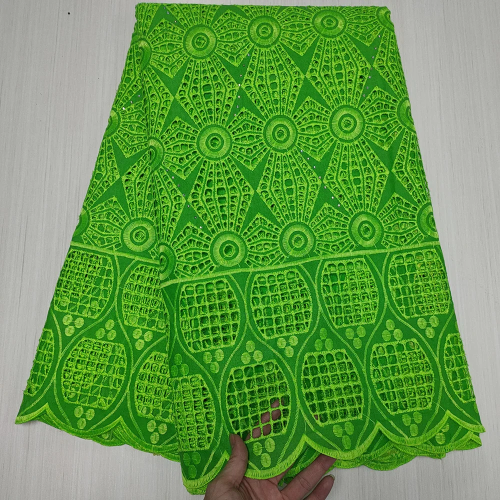 

Pure color Swiss voile lace Hollowed out design women dress with stones TYS46 Most popular pattern African 100% Cotton Fabric