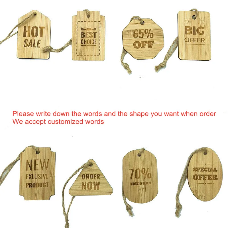 50 шт./лот бамбуковые бирки деревянные Этикетки для магазина ценовые знаки ткани