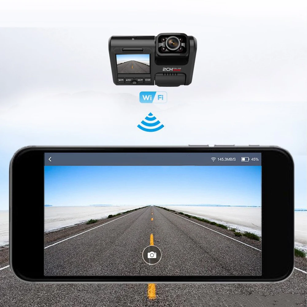 HD wifi Автомобильная камера видеорегистратор парковки с двумя объективами 360 градусов рекордер видео черный Мини пластик ночное видение внутри снаружи