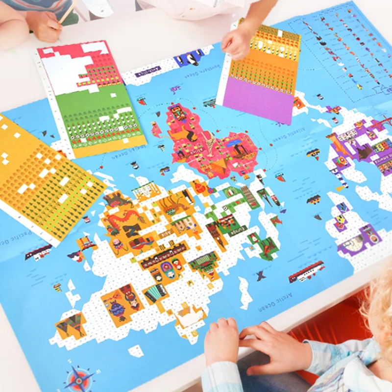 Mideer детская мозаичная наклейка DIY Геометрия 3Y + человек география познавательный