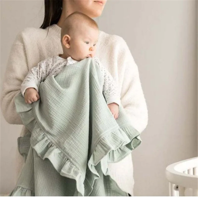 

European Usa Fashion Kids Sleeping Blanket Newborn Baby Swaddle Wrap Blanket With Decorative Border Children Bedding Blanket