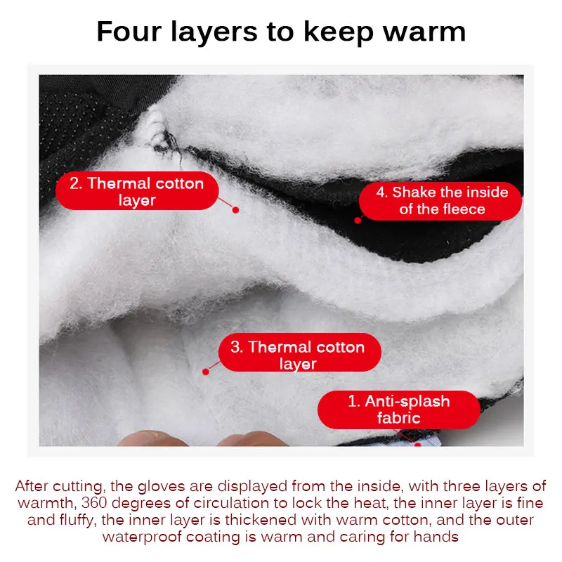 

2Pcs Ski Glove Lion Pattern Furry Waterproof Anti-Lost Ski Anti-Slipping Hand Protector For Outdoor Motorbycle Racers Equipments