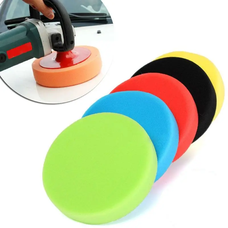 

652F Hot 5PCS 3" Flat Sponge Buff Buffing Pad Polishing Kit Car Polisher