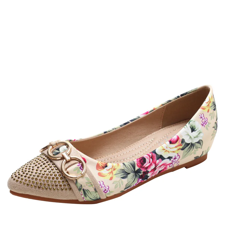 

Round Toe Flat Shoes High Quality Cute Sen Women Shoes National Wind Shallow Mouth Floral Flower Comfortable Soft Bottom Shoes