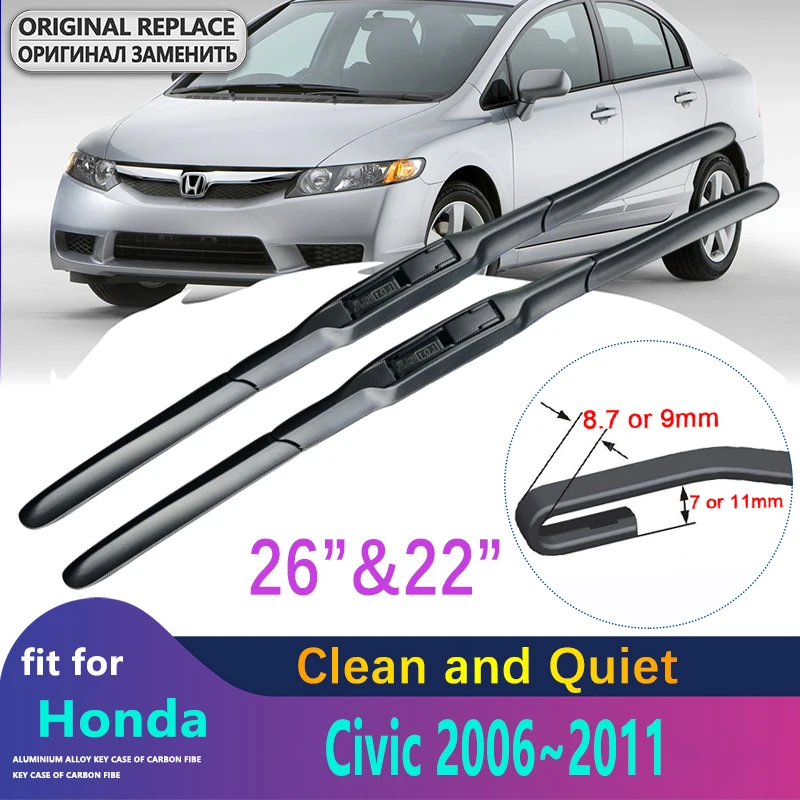 

Front Wiper Blades For Honda Civic 2006 2007 2008 2009 2010 2011 Accessories Auto Car Windscreen Clean Exterior Details Stickers