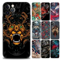 tokyo japanese art samurai phone case for iphone 11 12 13 pro max 7 8 se xr xs max 5 5s 6 6s plus black soft silicon cover