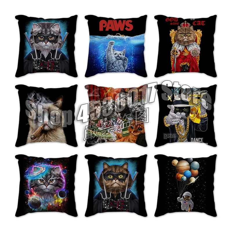 

Cute Cat Cushion Cover Cat Pillow Covers for Sofa Home Chair Animals Throw Decorative Pillows 45*45cm Car Pillowcover