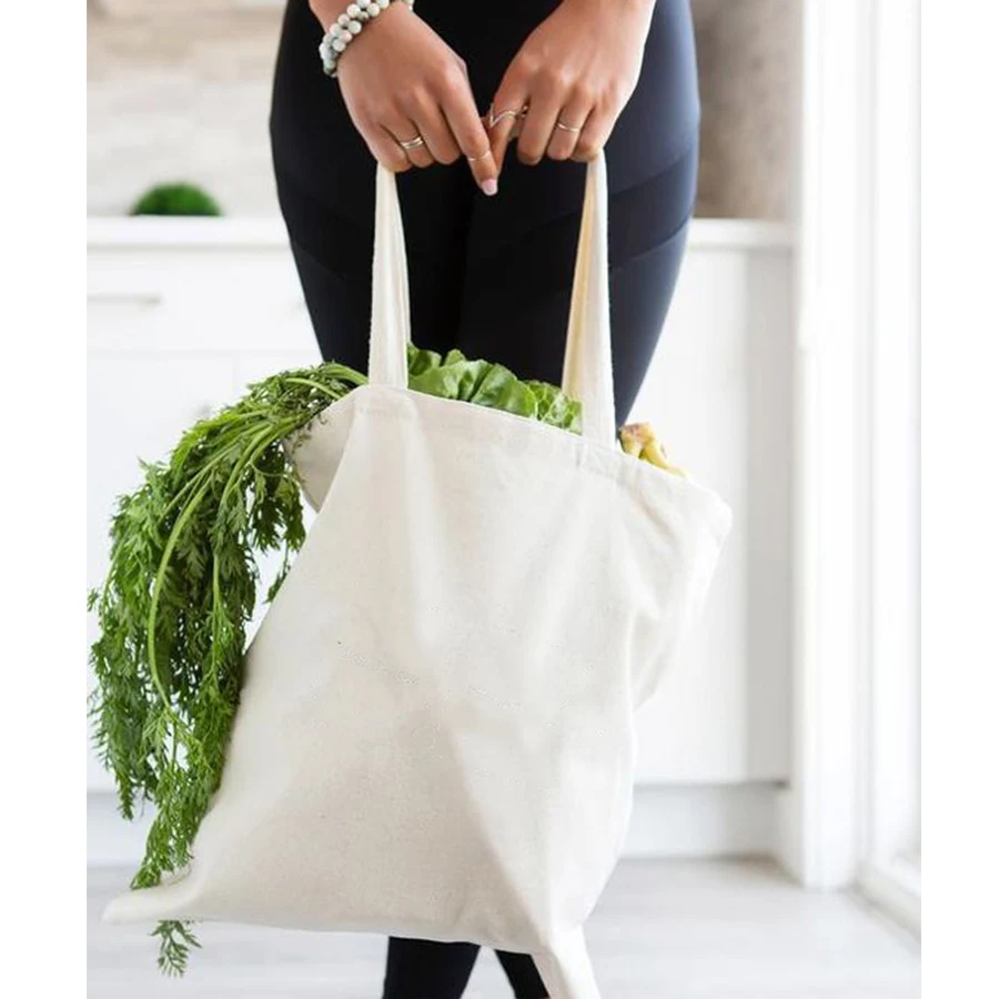 Многоразовая сумка для покупок продуктов с ручками 12 унций Холщовая Сумка-тоут