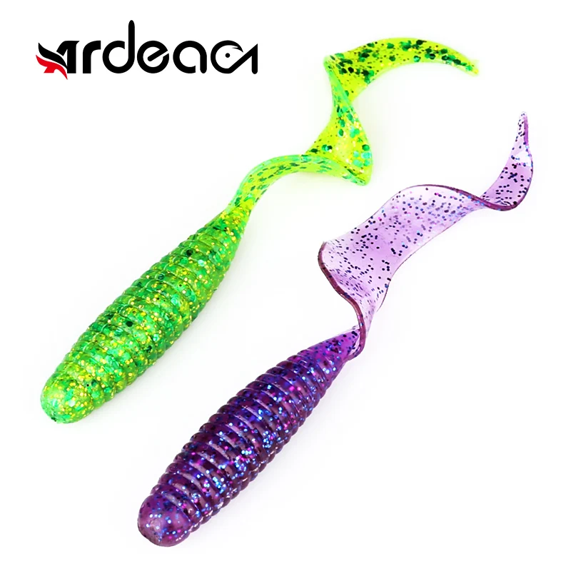 

ARDEA Soft fishing lures 10pcs siliconeÂ curly Artificial plastic tail 70mm 3.6g soft bait lure fishing bass pike Wobbler jigging