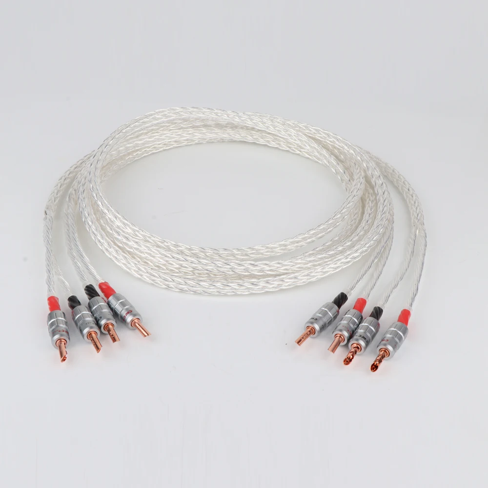 Paar 8AG 8N OCC plattiertes Lautsprecherkabel Bananenstecker Lautsprecherkabel für HiFi-Verstärker – Detail 1