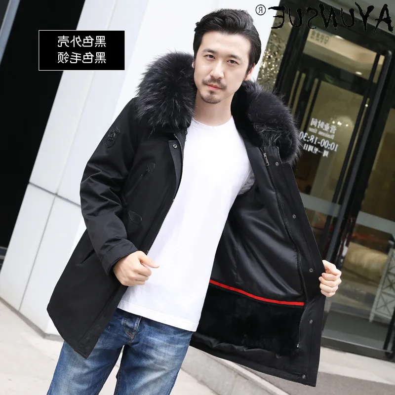

Men's Men Jacket Clothing Winter Clothes Real Rex Rabbit Fur Coat Male Casual Mens Jackets Hooded Parkas Veste LXR596