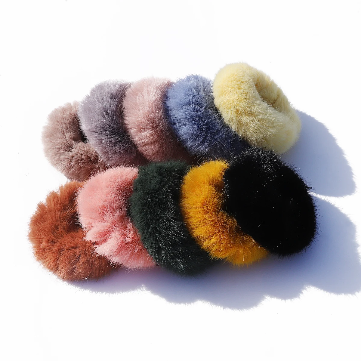 

New Winter Plush Hair RingCandy Color Faux Fur Hair Clip Barrettes Korean Fashion Girls Kids Hair Accessories Pleated Headband