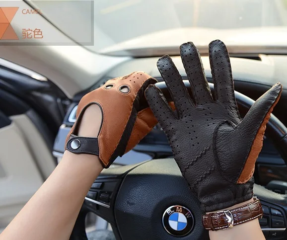 

Autumn Spring Warm Thermal Insulated Outdoor Ride Deer Skin Male Deerskin Leather Men Machinist Work Driver Cycling Glove