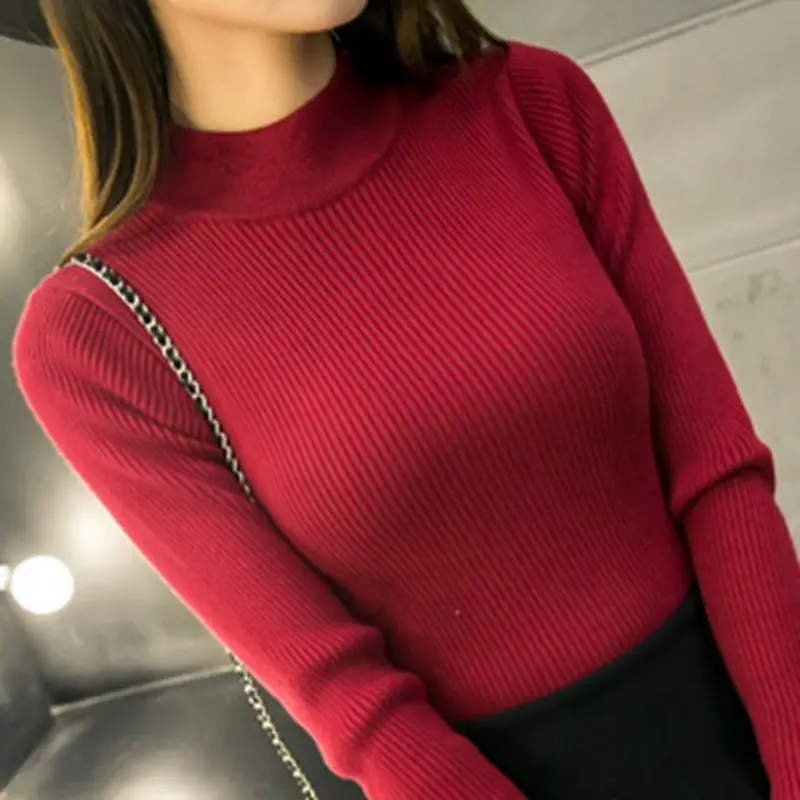 Pateekate свитер с воротником хомут нитевидная рубашка облегающий дикий женский