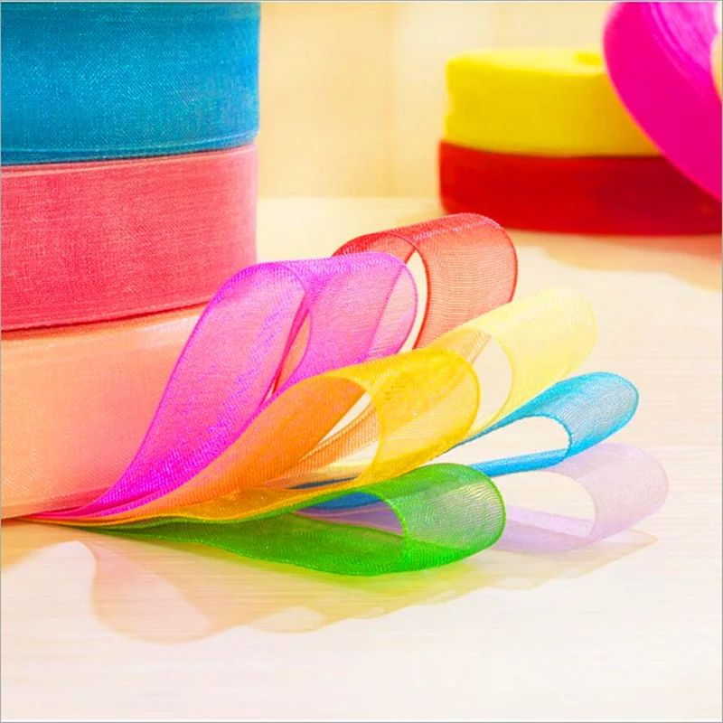 50 ярдов/рулон 10 мм ленты из органзы оптом отличный подарок на свадьбу Рождество