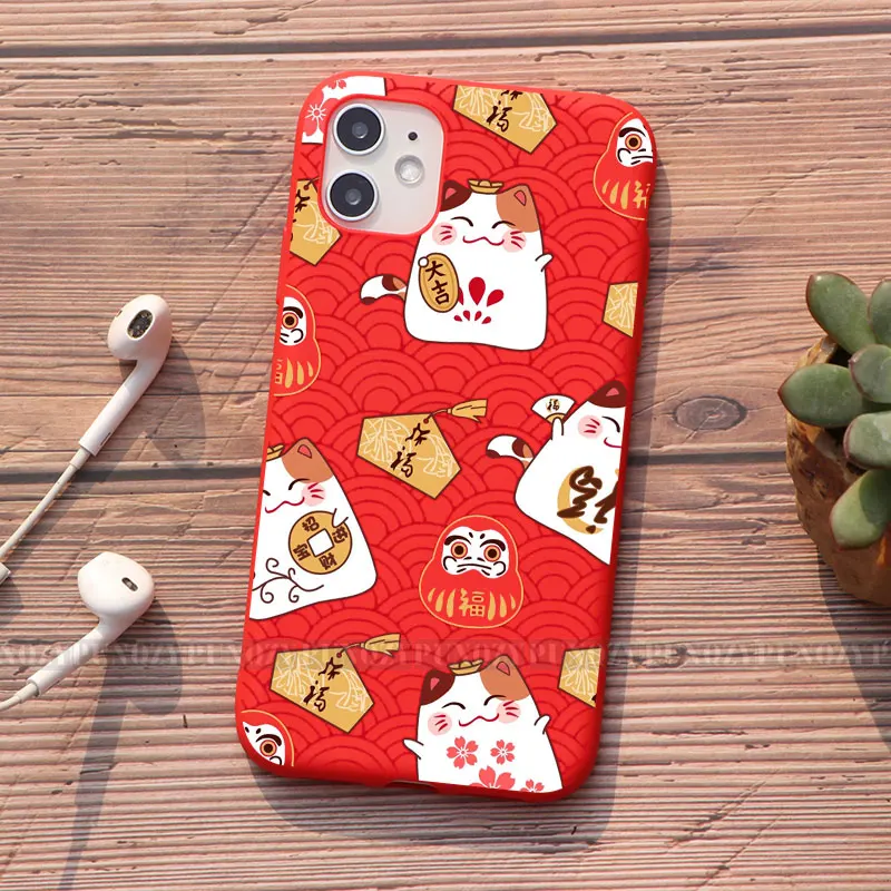 cute lucky cat new year christmas gifts phone case for iphone 13 pro 12 pro 11 pro max 6s 7 8 plus x xs max xr tpu silicone case free global shipping