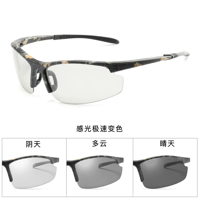 

2018 Photochromic Chameleon Sunglasses Men Driving Polarized Sun glasses for men Half frame sunglasses Sport fashion Sunglasses