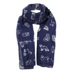 Женский шёлковый шарф-шаль с принтом в виде кота