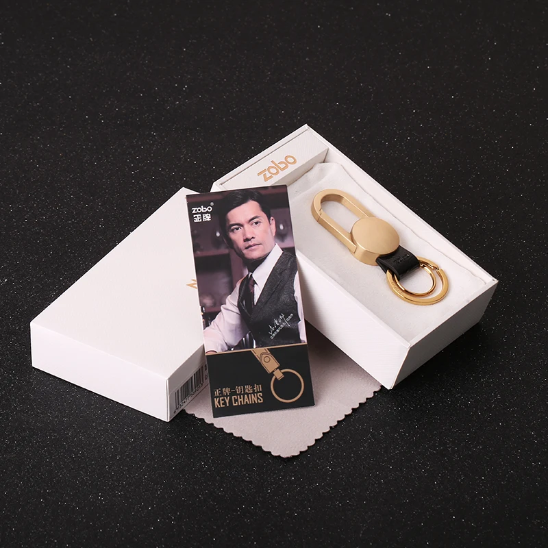 

Zobo Pure Copper Key Chain Luxury Men Car KeyChains Buckle Classic Vintage Key Ring Holder Bag Pendant Fathers Day Best Gift