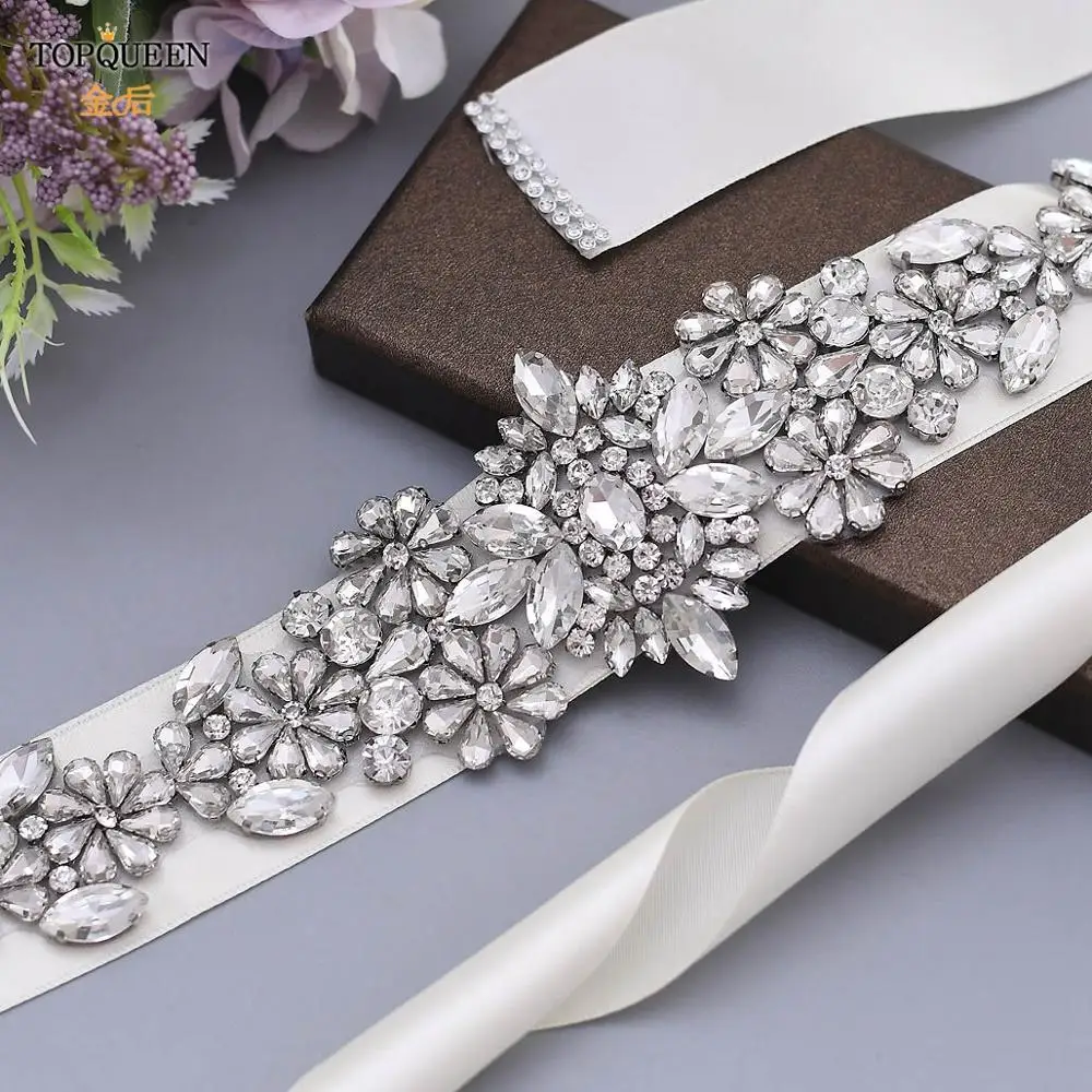 Lavender Dress Sash for Women - Rhinestone Bridal Belt for Wedding Dress & Formal Gowns - TOPQUEEN S325 Party Jewel Belt image 6