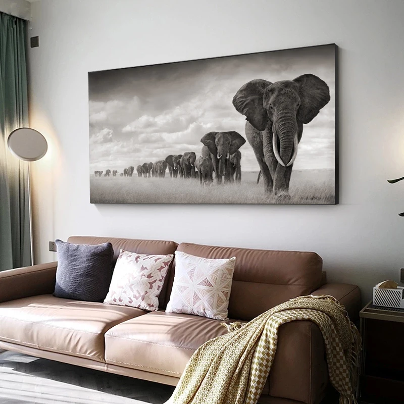 

Scandinavian African Wildlife Art Painting Animal Elephant Canvas Painting Print Posters and Prints Modern Home Decor