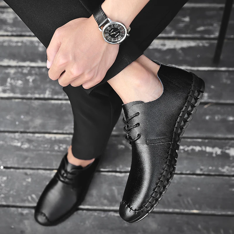 

Men Casual Sapatos Casual Shoes Men Sneaker Leather Zapatos Casuales Para Hombre Black Leisure For Fashion Male Shoe