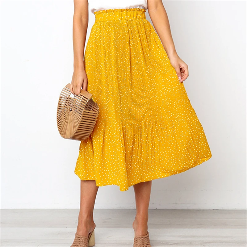 Женские юбки 2020 модные плиссированные Boho Midi с высокой талией уличная одежда