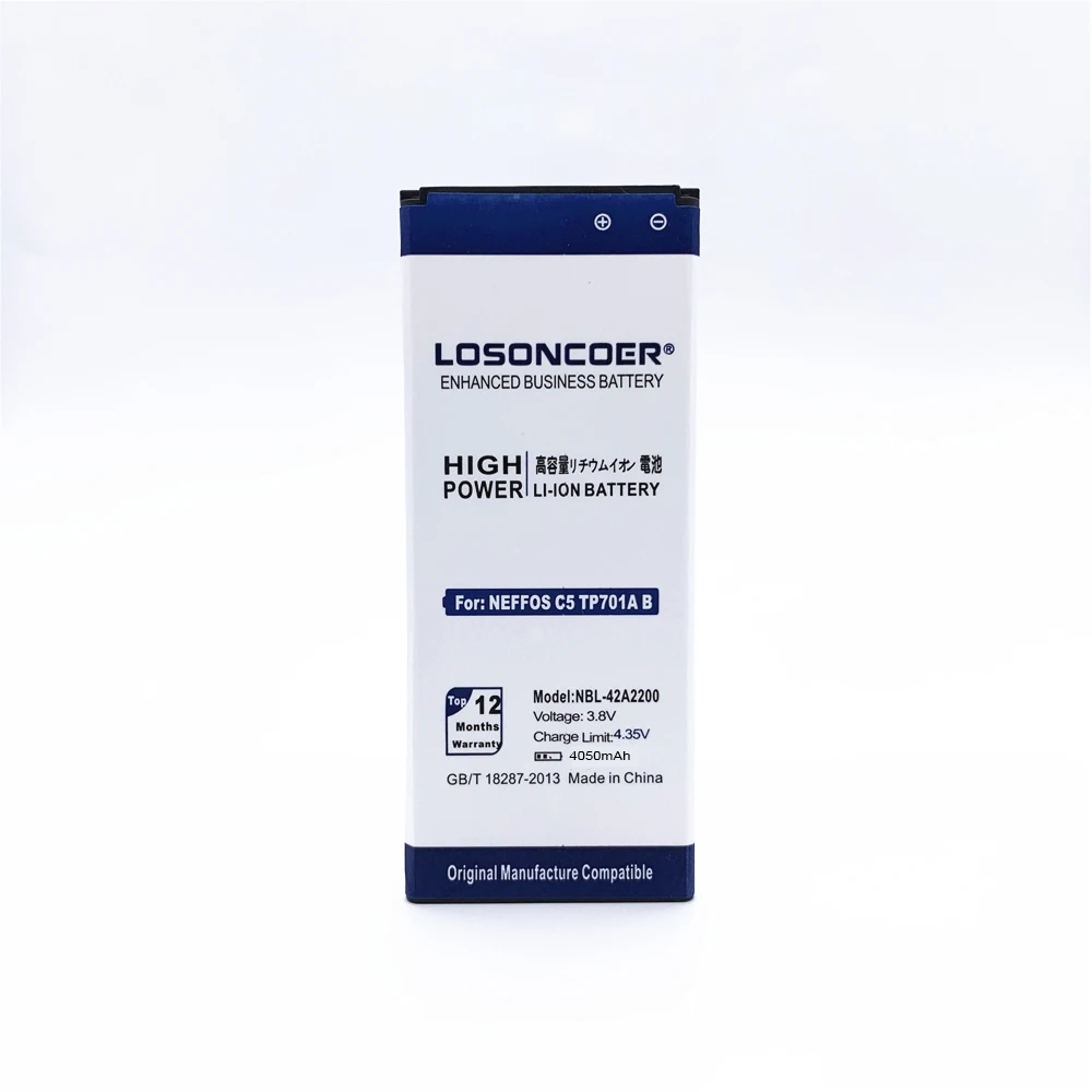 Сменный аккумулятор LOSONCOER 4050 мАч 3 8 В для neffos C5 TP701A B C E 100% оригинал с номером