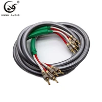 xssh audio hi end diy hifi silver plated y shape spade to banana plugs speaker cable cord wire