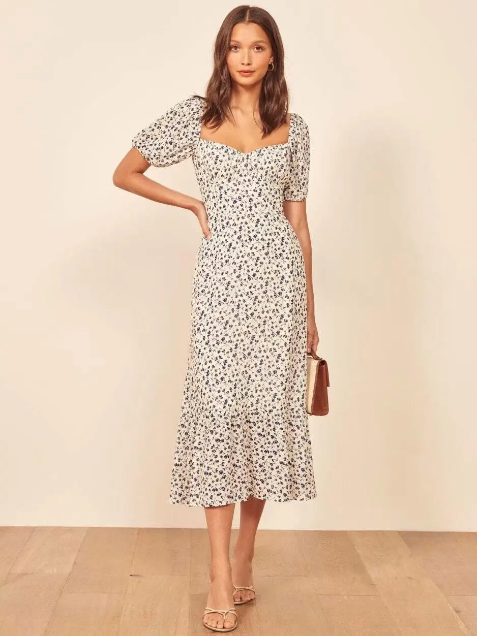 

2020 Summer Floral Long Dress for Woman Aethetic Vintage Sexy Harajuku Party Dresses