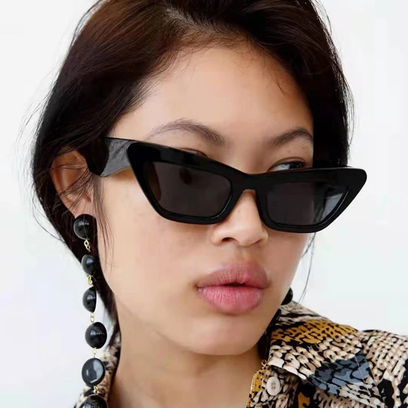 

Солнцезащитные очки «кошачий глаз» женские, винтажные модные солнечные аксессуары кошачий глаз в маленькой оправе, в стиле ретро, черные