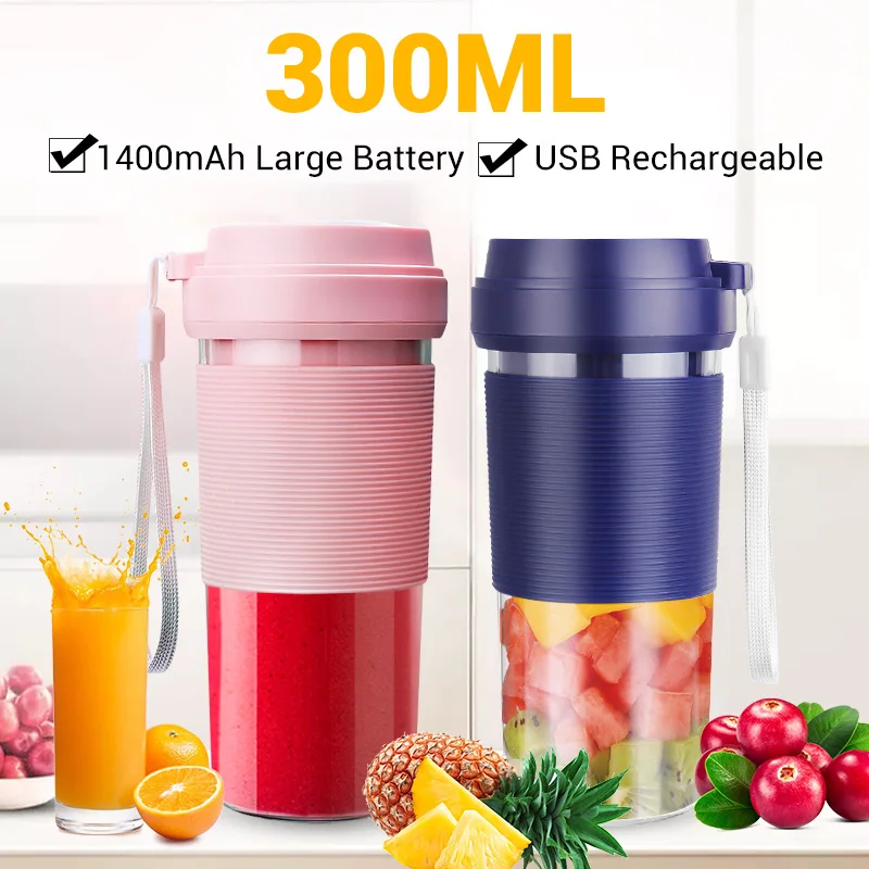 

300 ML Portable Fast Milk Shake Breakfast Cup Girl Green Apple Pulp Electric Lightweight Juicer Cup