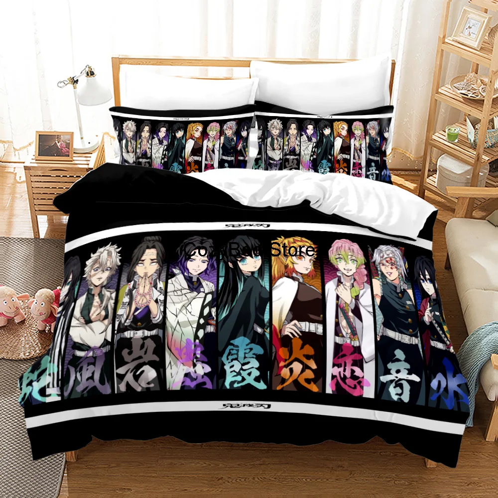 

Demon Slayer Bedding Set Single Twin Full Queen King Size Children Kid Gift Bedroom Duvet Cover 3D Print Bed Linens
