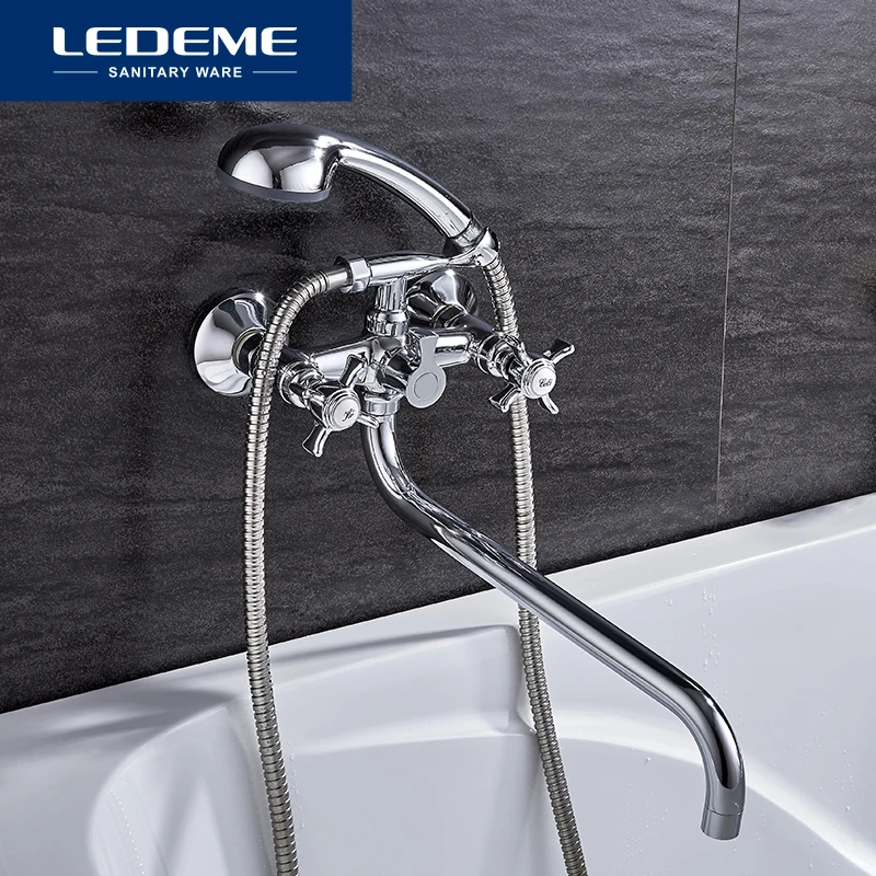 

LEDEME Bathtub Faucets Long Water Outlet Simple Style Hot And Cold Water Mixer Bathroom Faucet Tap Shower Bath Faucets L2611