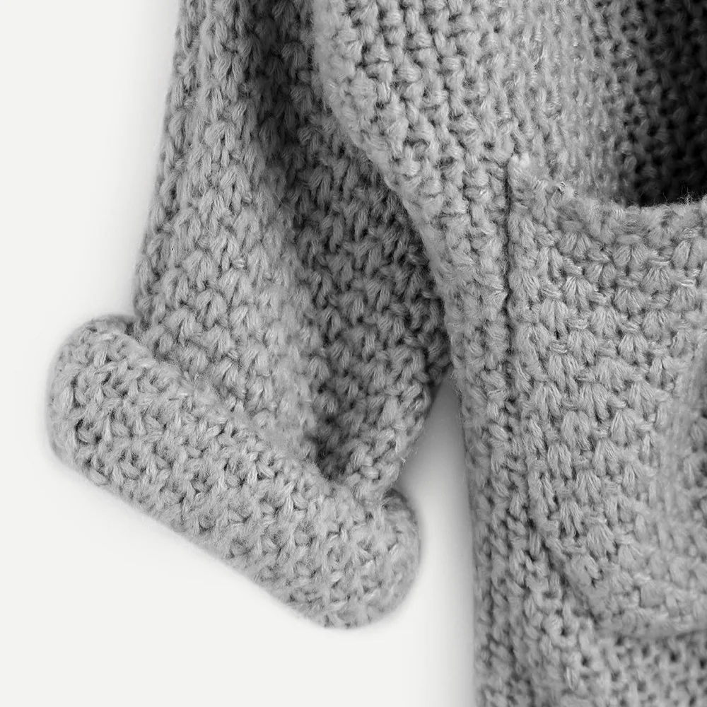 Повседневный вязаный кардиган свитер Женская осенне-зимняя теплая однотонная